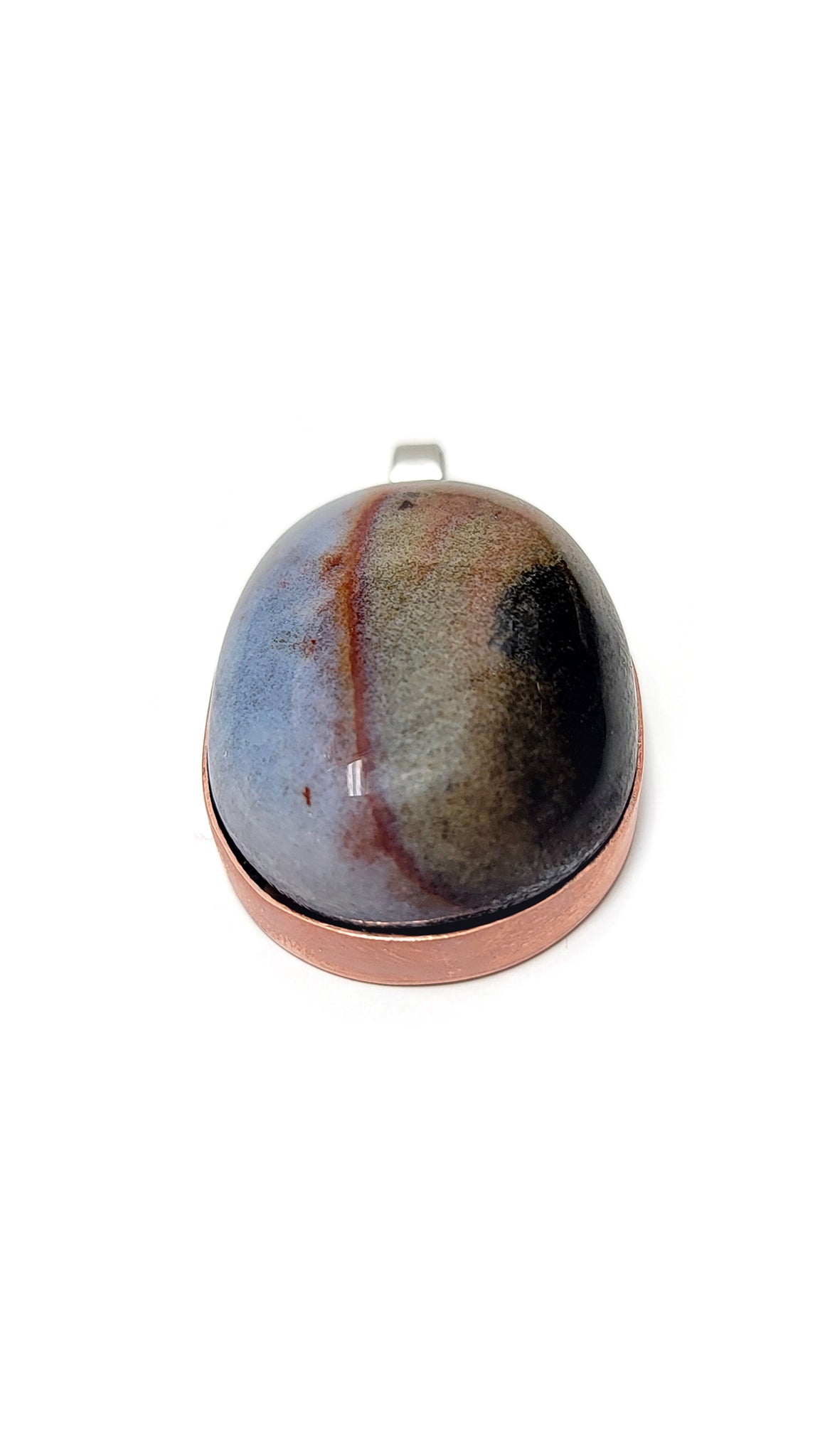 Sardonyx Gemstone Natural Copper &amp; Sterling Silver Pendant