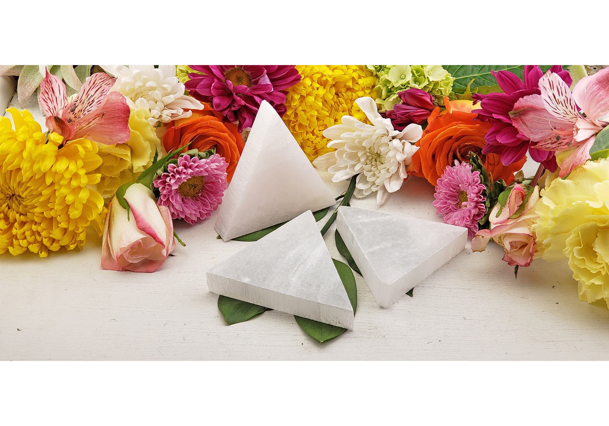 Selenite Triangle Charging &amp; Cleansing Tile - Multiple Sizes 2