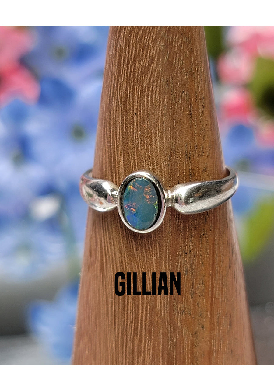 Australian Opal Sterling Silver Ring - Petite Stackable Rings 4