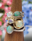 Australian Opal Sterling Silver Ring - Petite Stackable Rings