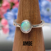 Australian Opal Sterling Silver Ring - Petite Stackable Rings 2