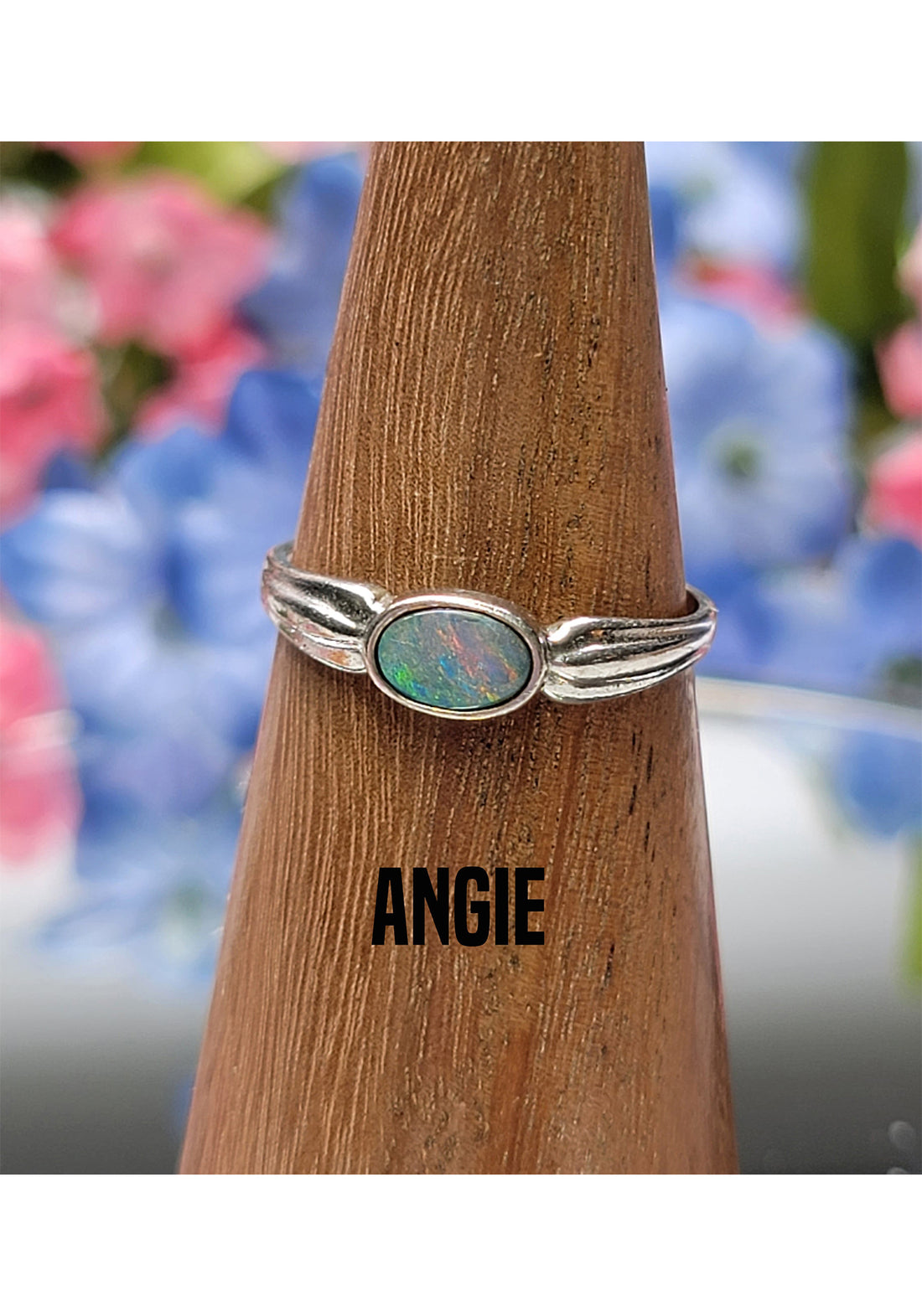 Australian Opal Sterling Silver Ring - Petite Stackable Rings 5