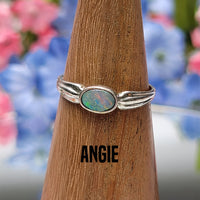 Australian Opal Sterling Silver Ring - Petite Stackable Rings 5