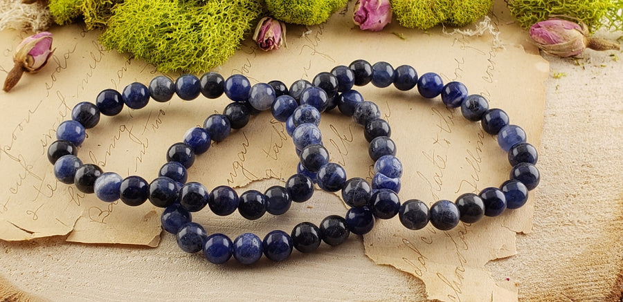 Sodalite Gemstone 8mm Bead Bracelet - Single Bracelet