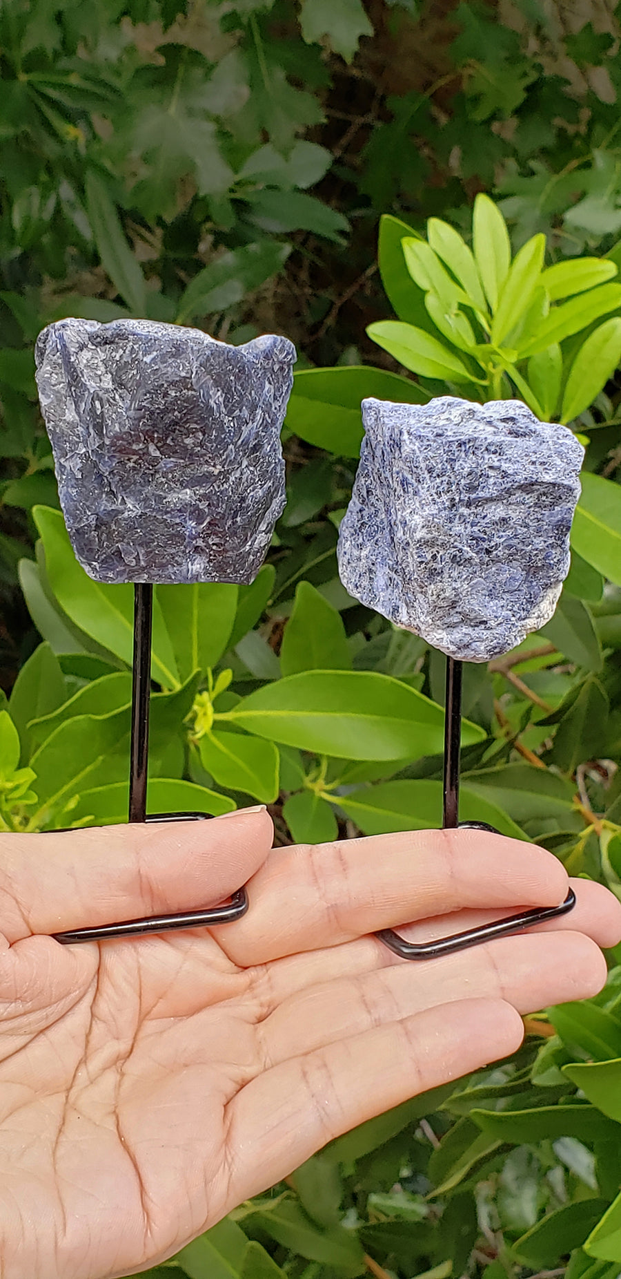 Sodalite Natural Gemstone Sculpture on Metal Stand
