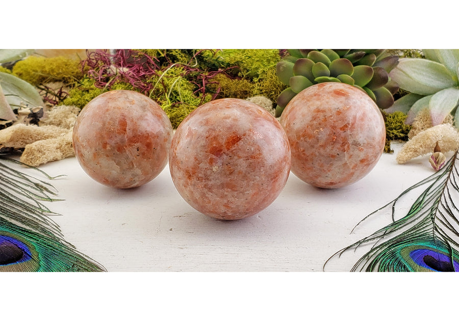 Sunstone Polished Gemstone Sphere Orb Marble 50mm-65mm