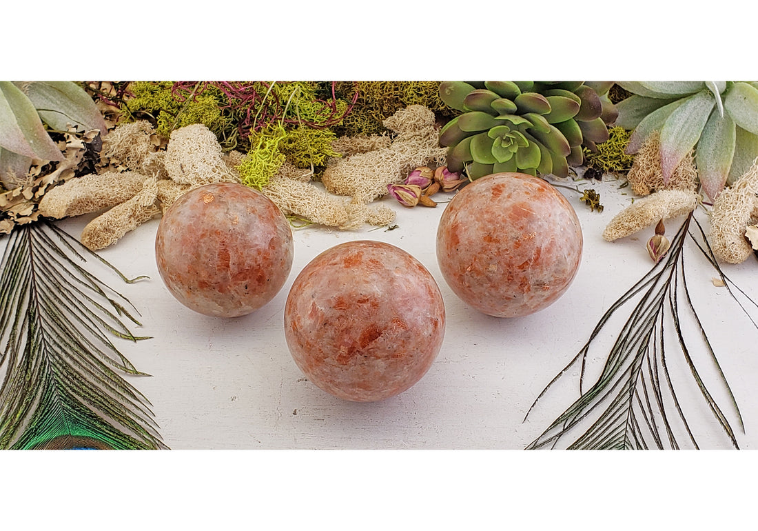 Sunstone Polished Gemstone Sphere Orb Marble 50mm-65mm 2
