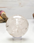 Black Tourmaline Rutilated Quartz Gemstone Sphere Orb 100mm-105mm - Unique!