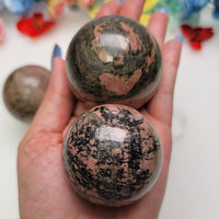 Rhodonite Gemstone 50mm-56mm Orb Sphere
