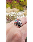 Gemstone Inlay Sterling Silver Ring with Agate, Coral, Mother of Pearl, Turquoise 8