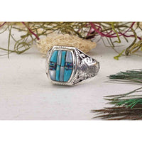 Gemstone Inlay Sterling Silver Ring with Mother of Pearl and Opal