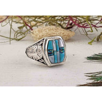 Gemstone Inlay Sterling Silver Ring with Mother of Pearl and Opal 2