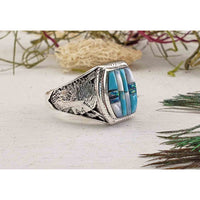 Gemstone Inlay Sterling Silver Ring with Mother of Pearl and Opal 3