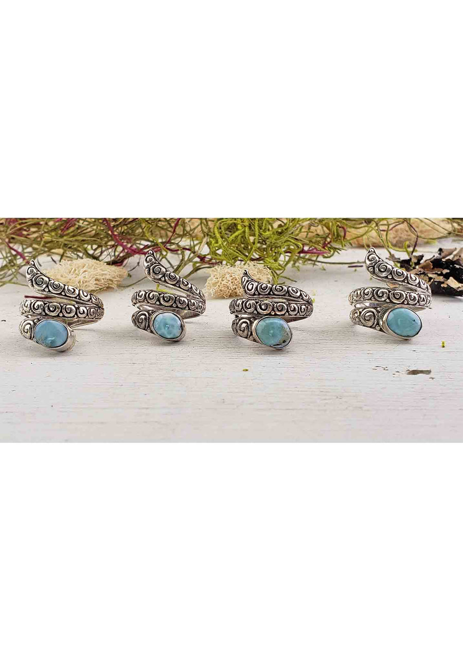 Larimar Gemstone Sterling Silver Ring