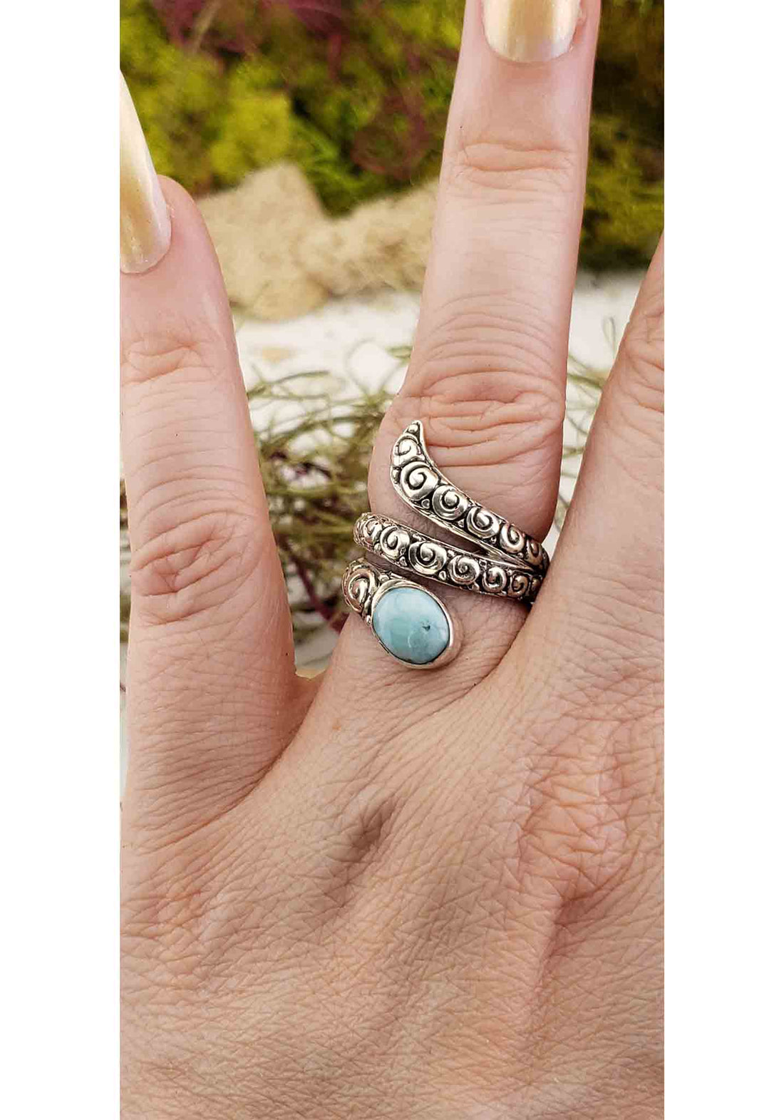 Larimar Gemstone Sterling Silver Ring 4
