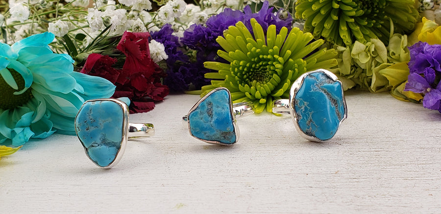 Turquoise Sterling Silver Gemstone Ring - Pierra | Crystal Gemstone Shop.