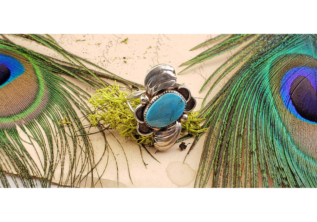 Vintage Sterling Silver Turquoise Gemstone Ring - Size 6 4