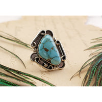Vintage Sterling Silver Natural Turquoise Gemstone Ring - Size 5