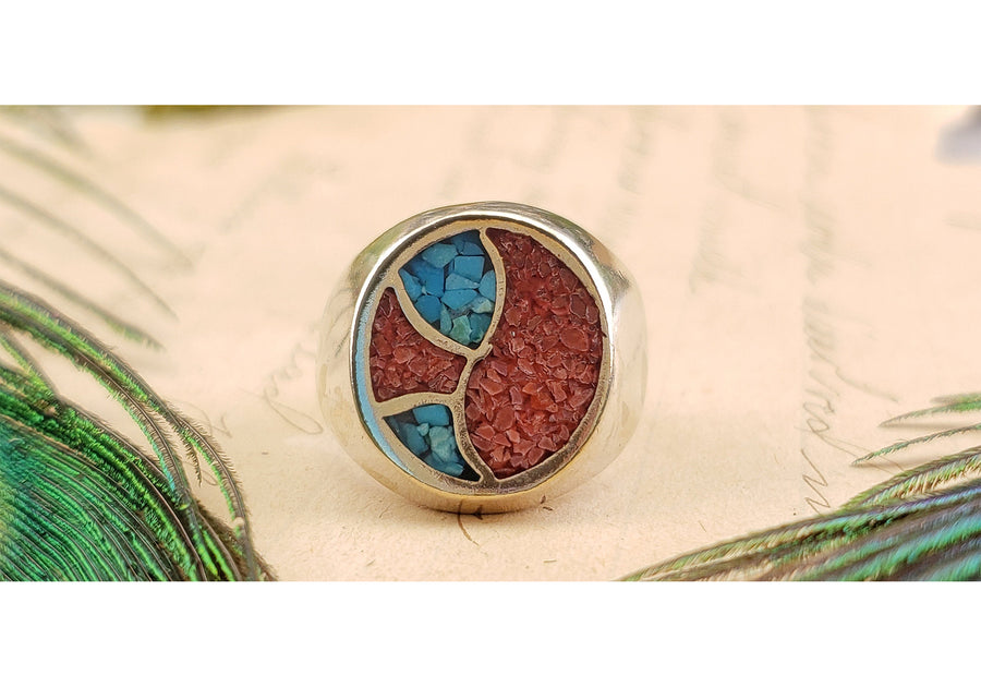 Vintage Sterling Silver Turquoise Gemstone Ring