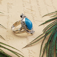 Vintage Sterling Silver Turquoise Gemstone Ring | Crystal Gemstone Shop.