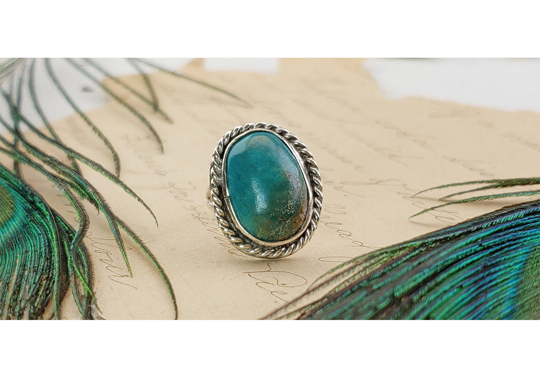 Vintage Sterling Silver Turquoise Gemstone Ring