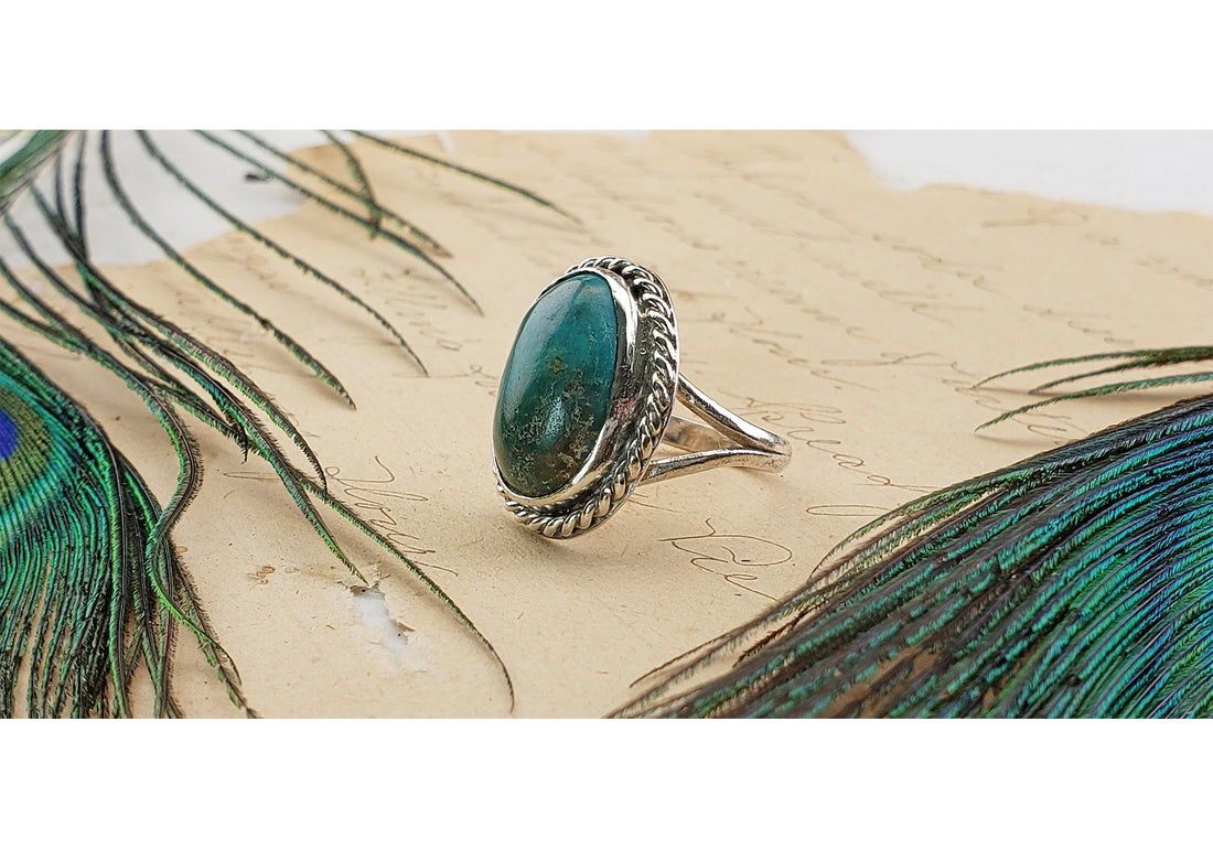 Vintage Sterling Silver Turquoise Gemstone Ring 3