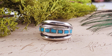 Vintage Sterling Silver Turquoise Gemstone Ring - Size 5