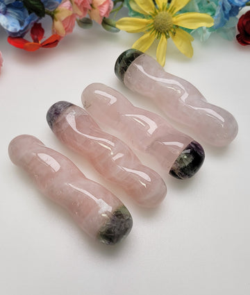 Rose Quartz Gemstone Wand with Fluorite Tip