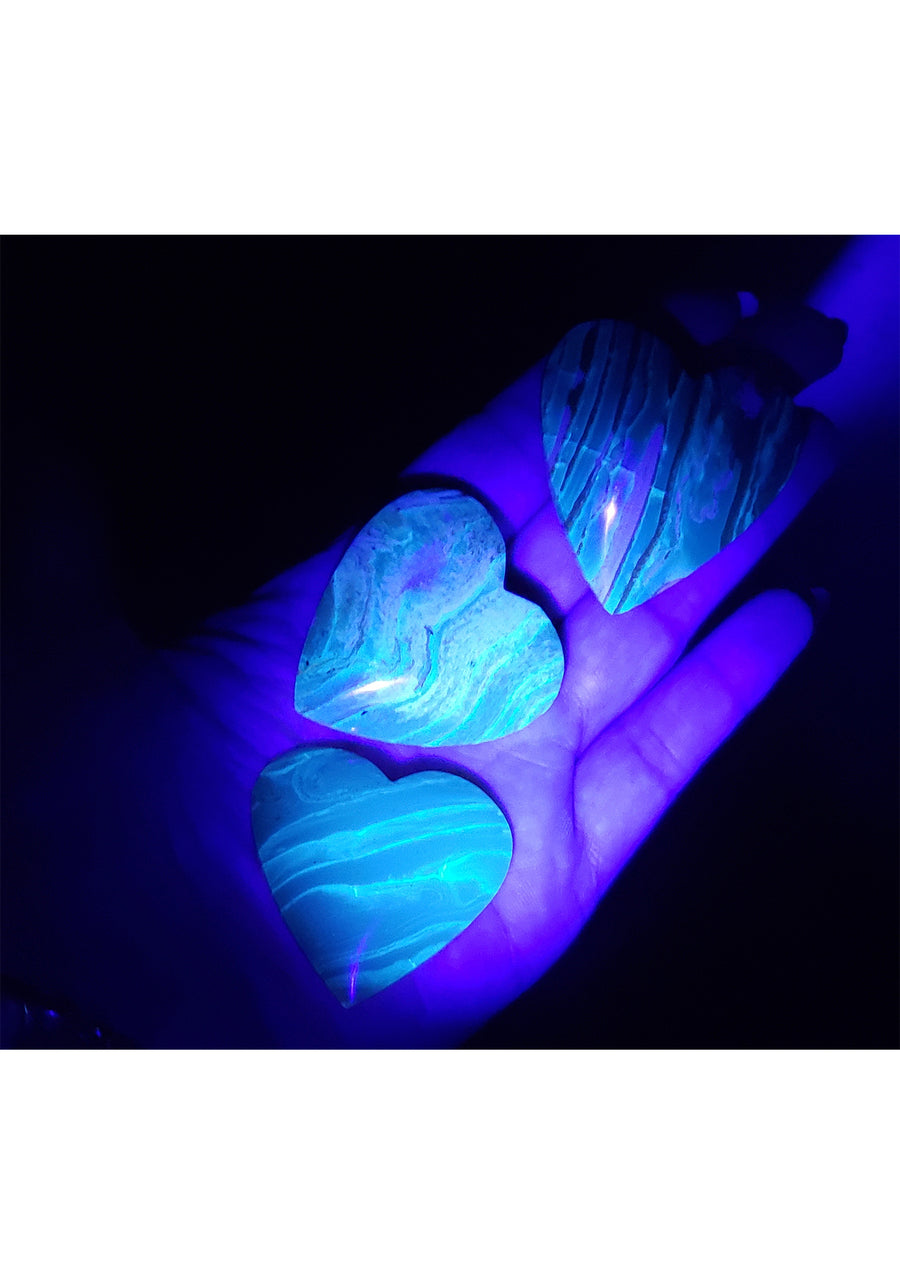 Zebra Blue Amber Polished Heart 2